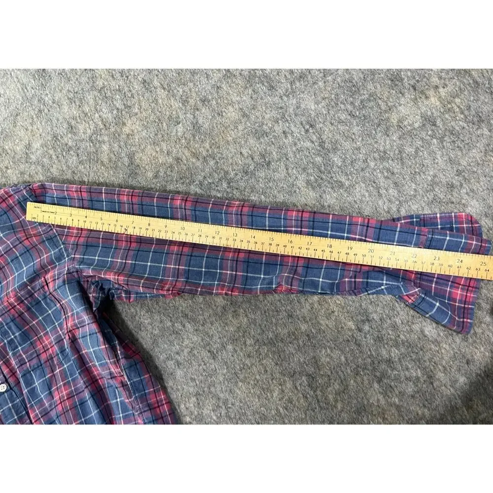 J.Crew Plaid Button Down Dress Shirt / Men Medium / Blue Pink 22579 Slim Fit